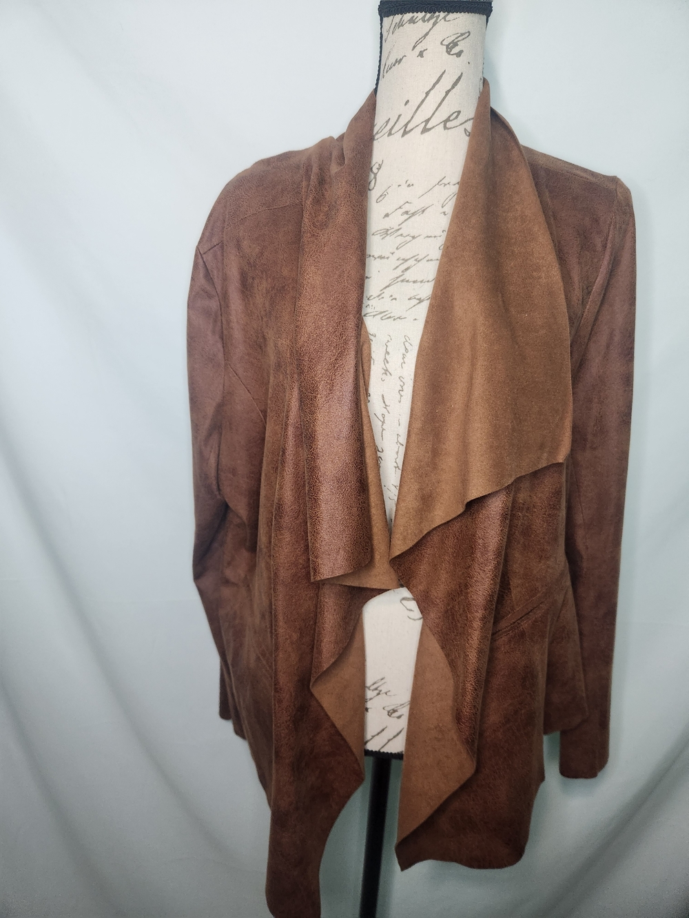 Worthington Western Suede-Feel Open Jacket. Boho. Size XL. Soft. Festival.
